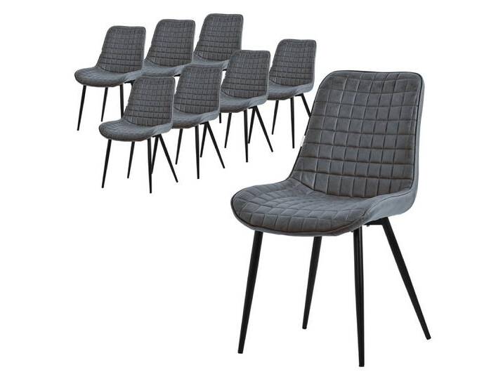 ML-DESIGN Stuhl Esszimmerstuhl mit Rücken- und Armlehne, Polsterstuhl mit Metallbeinen, Küchenstuhl Anthrazit mit Kunstlederbezug Ergonomischer Polsterstuhl, schwarz, Stahl, Kunstleder, Stahl von OTTO