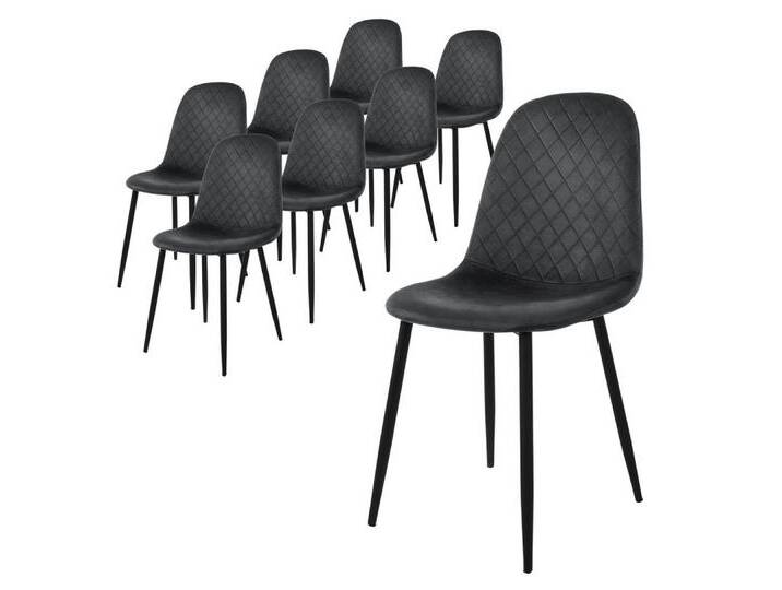 ML-DESIGN Stuhl Esszimmerstuhl mit Rücken- und Armlehne, Polsterstuhl mit Metallbeinen (Komplett-Set, 8 St), Wohnzimmerstuhl ergonomisch Anthrazit mit Samtbezug Küchenstuhl, schwarz, Metall, Samt von OTTO