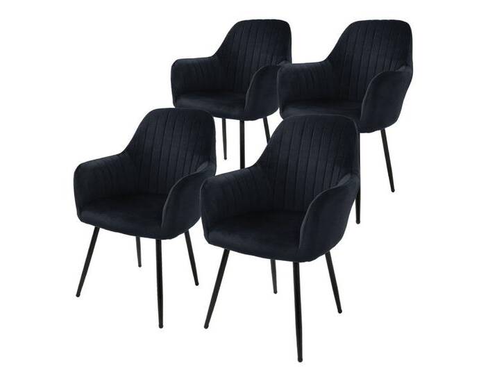 ML-DESIGN Stuhl Esszimmerstuhl mit Rücken- und Armlehne Polsterstuhl mit Metallbeinen (Komplett-Set, 4 St), Ergonomische Stuhl Schwarz Küchenstuhl Wohzimmerstuhl Polsterstuhl, schwarz, Stahl, Samt von OTTO