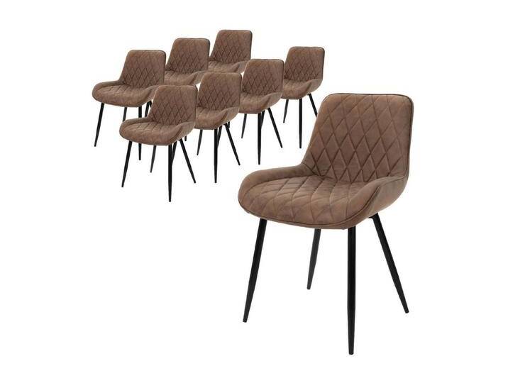 ML-DESIGN Stuhl Esszimmerstuhl mit Rücken- und Armlehnen, Metallbeine Küchenstuhl (Komplett-Set, 8 St), Küchenstuhl Kunstlederbezug Anthrazit Ergonomischer Stuhl Polsterstuhl, braun, Metall von OTTO