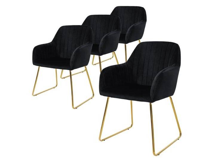 ML-DESIGN Stuhl Esszimmerstuhl mit Rücken- und Armlehnen, Samtbezug, ergonomisch (4 St), Wohnzimmerstuhl Schwarz, goldenes Metallgestell Küchenstuhl Sessel, schwarz von OTTO