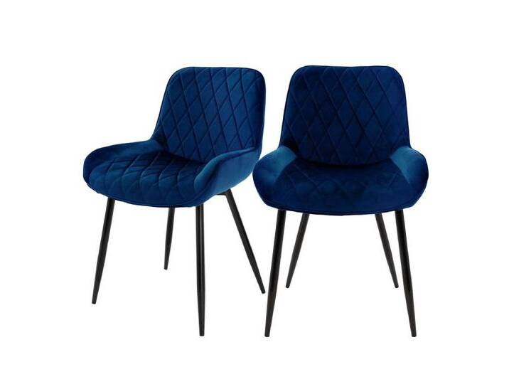 ML-DESIGN Stuhl Esszimmerstuhl mit Rücken- und Armlehnen Metallbeine Küchenstuhl (2 St), Wohnzimmerstuhl Dunkelblau, Samt Sitzfläche Polsterstuhl Esstischstuhl, blau, Samt von OTTO