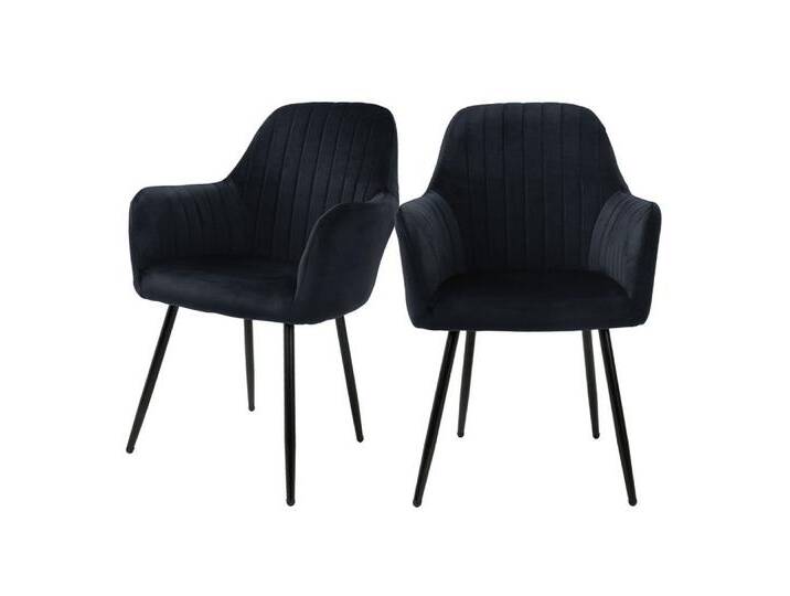 ML-DESIGN Stuhl Esszimmerstuhl mit Rücken- und Armlehnen Samt/Kunstleder Bezug (2 St), Ergonomische Stuhl Schwarz Küchenstuhl Wohzimmerstuhl Polsterstuhl, schwarz von OTTO