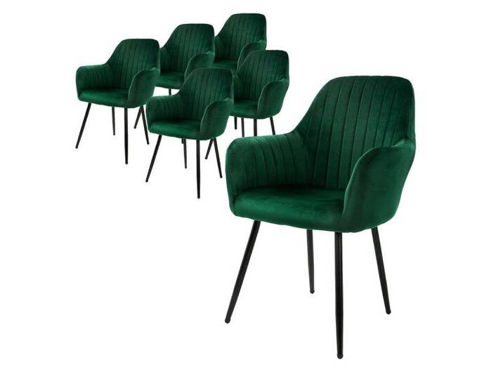ML-DESIGN Stuhl Esszimmerstuhl mit Rücken- und Armlehnen Samt/Kunstleder Bezug (Komplett-Set, 6 St), Ergonomische Stuhl Grün Küchenstuhl Wohzimmerstuhl Polsterstuhl, grün, Stahl, Samt von OTTO