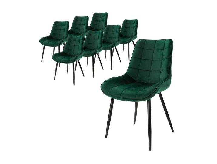 ML-DESIGN Stuhl Esszimmerstuhl mit Rückenlehne, Polsterstuhl mit Metallbeinen (Komplett-Set, 8 St), Küchenstuhl Samtbezug Dunkelgrün Ergonomischer Stuhl Polsterstuhl, grün, Stahl von OTTO
