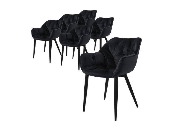 ML-DESIGN Stuhl Esszimmerstuhl mit Rückenlehnen und Armlehnen aus Samt mit Metallbeine (6 St), Ergonomischer Sessel Schwarz Wohnzimmerstuhl Polsterstuhl, schwarz, Samt von OTTO