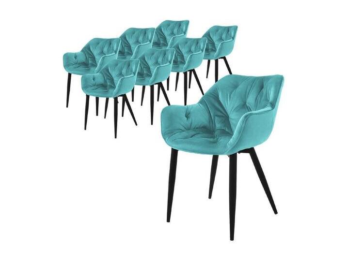 ML-DESIGN Stuhl Esszimmerstuhl mit Rückenlehnen und Armlehnen aus Samt mit Metallbeine (8 St), Ergonomischer Sessel Blau Wohnzimmerstuhl Polsterstuhl, blau, Metall, Samt von OTTO