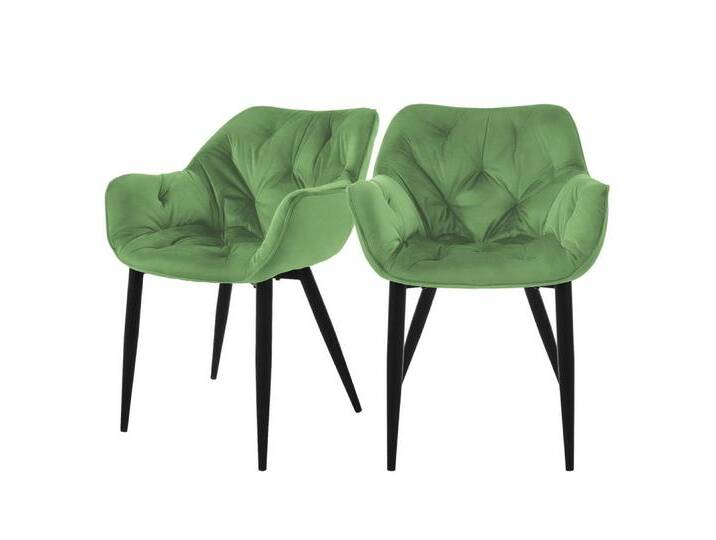 ML-DESIGN Stuhl Esszimmerstuhl mit Rückenlehnen und Armlehnen aus Samt mit Metallbeine (Komplett-Set, 2 St), Ergonomischer Sessel Grün Wohnzimmerstuhl Polsterstuhl, grün, Metall, Samt von OTTO
