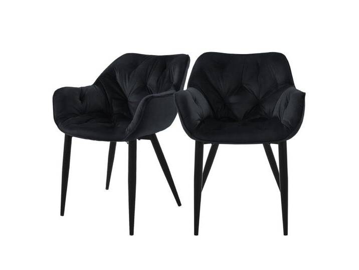 ML-DESIGN Stuhl Esszimmerstuhl mit Rückenlehnen und Armlehnen aus Samt mit Metallbeine (Komplett-Set, 2 St), Ergonomischer Sessel Schwarz Wohnzimmerstuhl Polsterstuhl, schwarz, Metall, Samt von OTTO