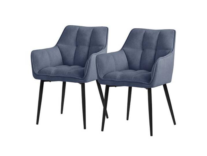 ML-DESIGN Stuhl Esszimmerstuhl mit dickem gepolsterter Sitz Rücken- und Armlehnen (2 St), Wohnzimmerstuhl aus Frotteestoff Blau Loungesessel Polsterstuhl, blau, Frotteestoff von OTTO