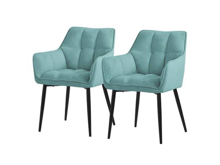 ML-DESIGN Stuhl Esszimmerstuhl mit dickem gepolsterter Sitz Rücken- und Armlehnen (2 St), Wohnzimmerstuhl aus Frotteestoff Petrol Loungesessel Polsterstuhl, blau, Frotteestoff von OTTO