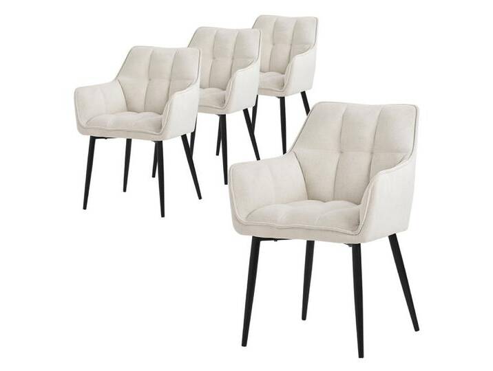 ML-DESIGN Stuhl Esszimmerstuhl mit dickem gepolsterter Sitz Rücken- und Armlehnen (4 St), Wohnzimmerstuhl aus Frotteestoff Creme Loungesessel Polsterstuhl, beige, Metall, Frotteestoff von OTTO
