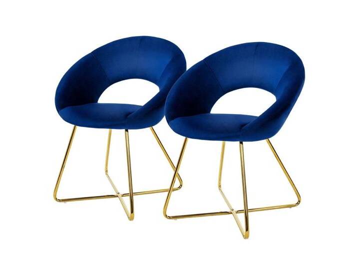 ML-DESIGN Stuhl Samtstuhl Esszimmerstuhl & Wohnzimmerstuhl mit goldenen Metallbeinen (2 St), Design Lounge Polsterstuhl 2er Set Clubsessel Esstisch Samt Blau, blau von OTTO