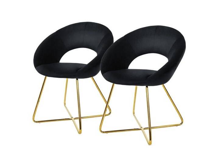 ML-DESIGN Stuhl Samtstuhl Esszimmerstuhl & Wohnzimmerstuhl mit goldenen Metallbeinen (2 St), Design Lounge Polsterstuhl 2er Set Clubsessel Esstisch Samt Schwarz, schwarz, Metall, Samt von OTTO