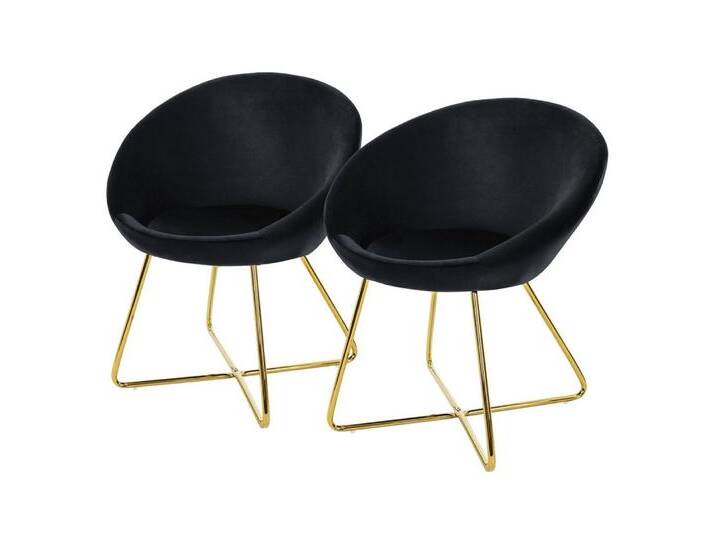 ML-DESIGN Stuhl Samtstuhl Esszimmerstuhl & Wohnzimmerstuhl mit goldenen Metallbeinen (2 St), Design Lounge Polsterstuhl 2er Set Clubsessel Esstisch Samt Schwarz, schwarz von OTTO