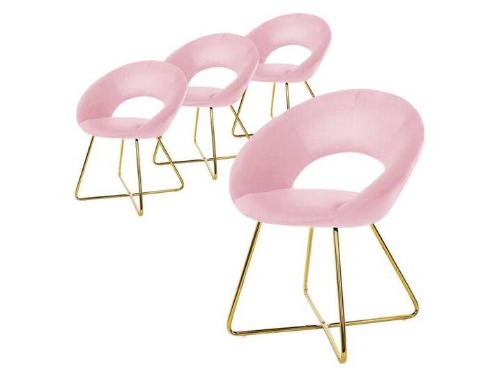 ML-DESIGN Stuhl Samtstuhl Esszimmerstuhl & Wohnzimmerstuhl mit goldenen Metallbeinen (4 St), Design Lounge Polsterstuhl 2er Set Clubsessel Esstisch Samt Rosa, rosa von OTTO