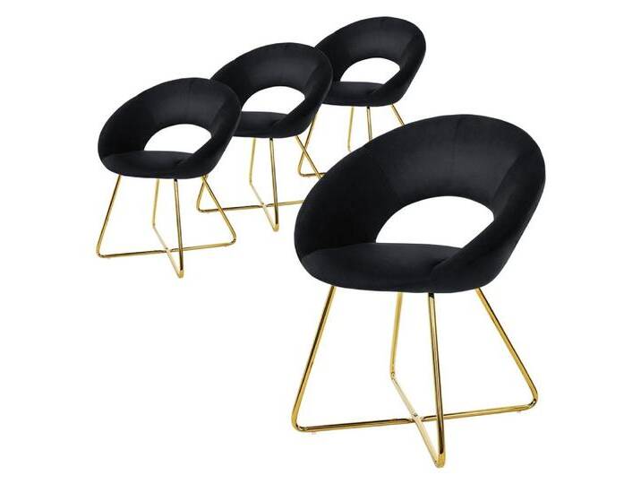 ML-DESIGN Stuhl Samtstuhl Esszimmerstuhl & Wohnzimmerstuhl mit goldenen Metallbeinen (4 St), Design Lounge Polsterstuhl 2er Set Clubsessel Esstisch Samt Schwarz, schwarz, Samt von OTTO