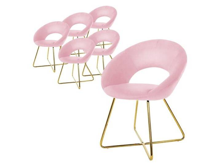 ML-DESIGN Stuhl Samtstuhl Esszimmerstuhl & Wohnzimmerstuhl mit goldenen Metallbeinen (6 St), Design Lounge Polsterstuhl 2er Set Clubsessel Esstisch Samt Rosa, rosa von OTTO