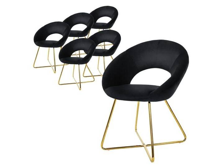 ML-DESIGN Stuhl Samtstuhl Esszimmerstuhl & Wohnzimmerstuhl mit goldenen Metallbeinen (6 St), Design Lounge Polsterstuhl 2er Set Clubsessel Esstisch Samt Schwarz, schwarz von OTTO