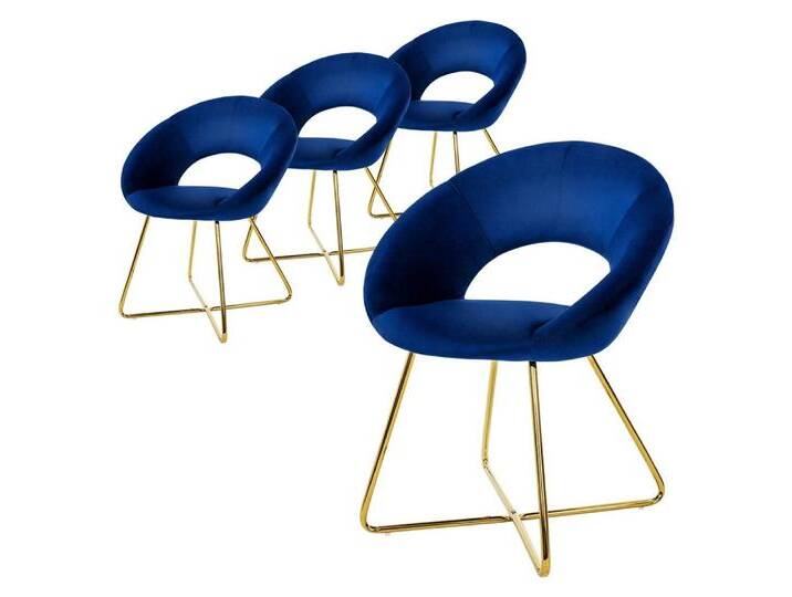 ML-DESIGN Stuhl Samtstuhl Esszimmerstuhl & Wohnzimmerstuhl mit goldenen Metallbeinen (Komplett-Set, 4 St), Design Lounge Polsterstuhl 2er Set Clubsessel Esstisch Samt Blau, blau, Metall, Samt von OTTO