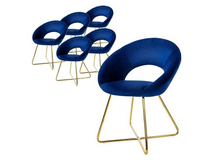 ML-DESIGN Stuhl Samtstuhl Esszimmerstuhl & Wohnzimmerstuhl mit goldenen Metallbeinen (Komplett-Set, 6 St), Design Lounge Polsterstuhl 2er Set Clubsessel Esstisch Samt Blau, blau, Metall, Samt von OTTO