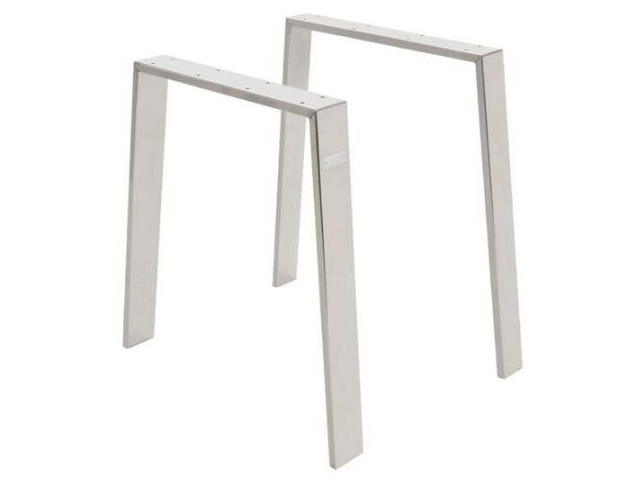 ML-DESIGN Tischbein Tischgestell Loft 2er Set aus Stahl Industriedesign U-Form, Tischkufen Profil 8x2cm Möbelfüße aus Metall, silberfarben, Edelstahl von OTTO