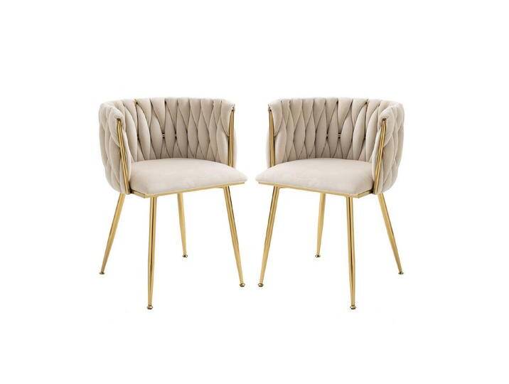 MODFU 4-Fußstuhl Elegantes Loungesessel-Set, Polsterstuhl Freizeitstuhl Fernsehsessel (Akzent Lounge Stuhl mit Eisenmetallfüßen 2er-Set), samt, beige von OTTO