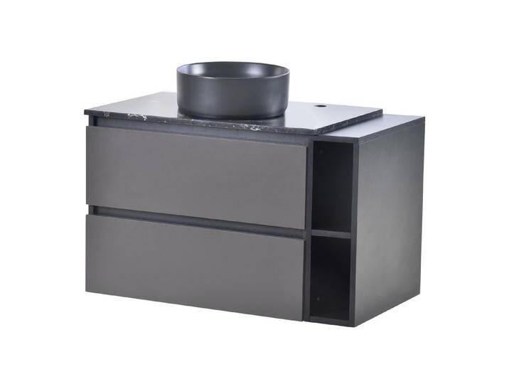 MODFU Badmöbel-Set Waschbeckenunterschrank, (Hängeschrank, mit Aufsatzwaschbecken, ohne Ablaufgarnitur), mit Arbeitsplatte aus Marmor von OTTO