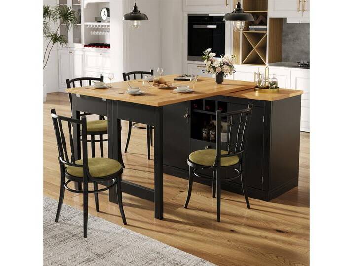 MODFU Bartisch Kücheninsel, Reversibel Tisch (Ausziehbarer Bartisch mit 360° Drehfunktion & Stauraum, multifunktionaler Esstisch, 1-St., 120-180 cm) von OTTO