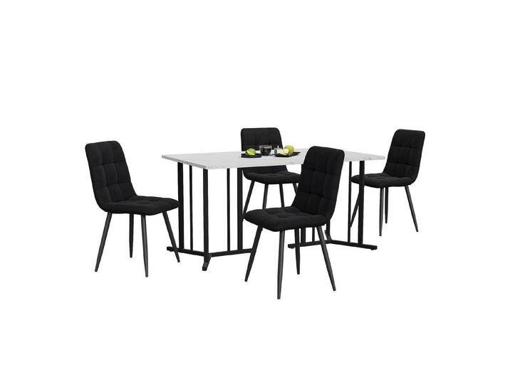 MODFU Essgruppe Esstisch mit 4 Stühlen Set, (5-tlg), mit Golden Metallbeinen,Weißer MDF-Desktop,140×80cm von OTTO
