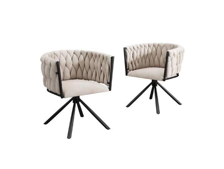 MODFU Esszimmerstuhl 360° drehbar Esszimmerstuhl (Freizeit-Drehstuhl mit vier Stützbeinen aus Metall, 2 St), Einzelner heller Luxus-Wohnzimmer-Schlafzimmer-Drehstuhl, schwarz von OTTO