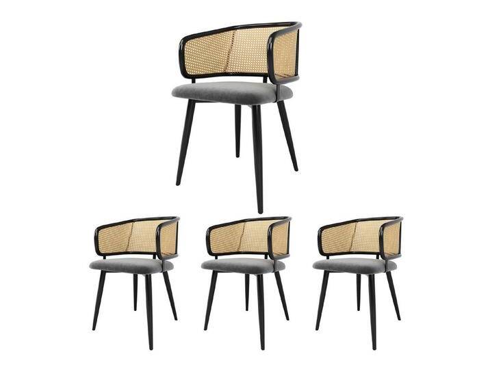 MODFU Esszimmerstuhl Loungesessel,Kosmetikstuhl (4er-Set Esszimmerstühle mit ergonomischer Rattan-Rückenlehne, atmungsaktivem Samt-Sitzkissen & stabilen Eisenbeinen. MODFU Esszimmerstuhl Loungesessel,Kosmetikstuhl (4er-Set Esszimmerstühle mit ergonomischer Rattan-Rückenlehne, atmungsaktivem Samt-Sitzkissen & stabilen Eisenbeinen. von OTTO