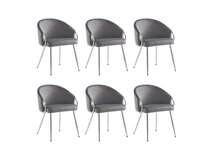 MODFU Esszimmerstuhl Loungesessel,Kosmetikstuhl (Luxus Samt-Stoff-Esszimmerstuhl (6er Set) mit Verstellbaren Beinen und Galvanisierten Eisenbeinen, Ergonomische Rückenlehne, Atmungsaktiv & Pflegeleicht, Stilvoller Kosmetikstuhl, Grau – Ideal für Esszimmer und Wohnzimmer, 6 St) von OTTO