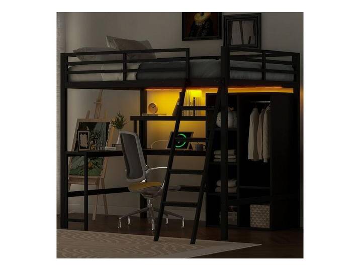 MODFU Hochbett Funktionsbett Stauraumbett Kinderbett (mit Schreibtisch, LED-Beleuchtung, USB-Ladestation, Stauraum – Robuster Metallrahmen, 1-St. MODFU Hochbett Funktionsbett Stauraumbett Kinderbett (mit Schreibtisch, LED-Beleuchtung, USB-Ladestation, Stauraum – Robuster Metallrahmen, 1-St. von OTTO