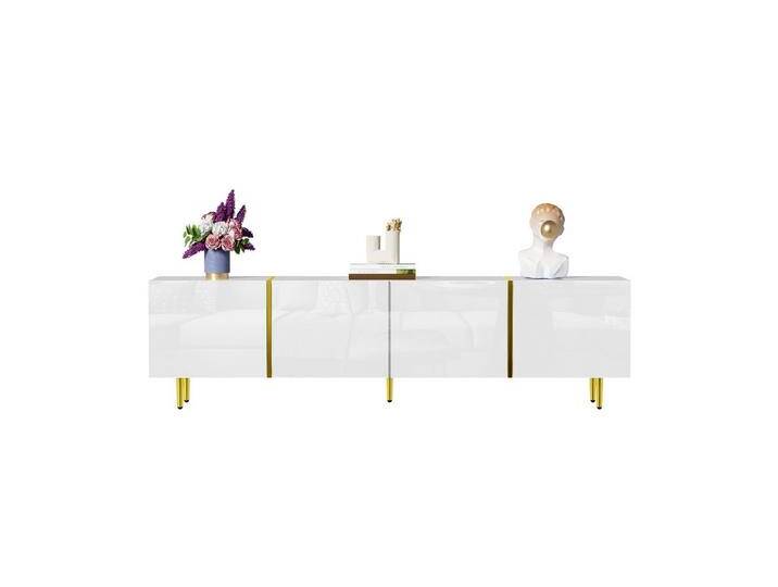 MODFU Lowboard Hochglanz-TV-Schrank (Fernsehtisch,TV-Ständer in Schwarz-Gold-Farbkombination, 1 St., mit 4 Türen), mit Hochglanz-Oberfläche, Soft-Close-Scharniere von OTTO