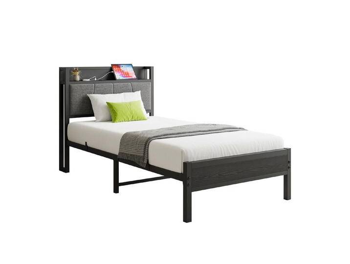 MODFU Metallbett Robustes und stabiles Design – Bis zu 180kgTragkraft (mit 1 Steckdosen, 2 USB-Ladeanschlüssen, 90x200cm Inklusive Matratze), Geeignet für Kinder und verschiedene Matratzen von OTTO