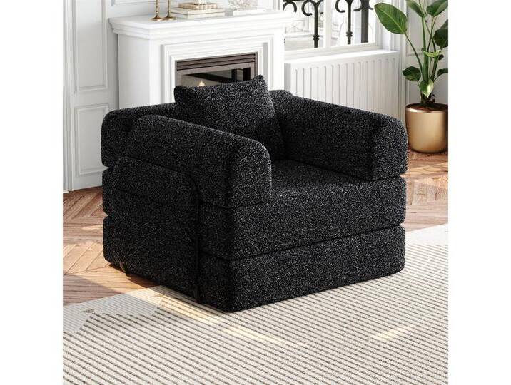 MODFU Schlafsofa Chenille-Schlafsessel 2-in-1, mit Staufach in der Armlehne, Metallrahmen und mehreren Konfigurationsmöglichkeiten 1 Teile, mit Relaxfunktion, schwarz MODFU Schlafsofa Chenille-Schlafsessel 2-in-1, mit Staufach in der Armlehne, Metallrahmen und mehreren Konfigurationsmöglichkeiten 1 Teile, mit Relaxfunktion, schwarz von OTTO