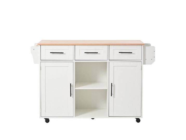 MODFU Sideboard Anrichte Küchenschrank Speisewagen (Kücheninse, Servierwagen, Küchenschrank, 1 St., 5 Räder, 3 Tür), mit Ausziehbare Arbeitsplatte,Massivholzbeine umschaltbar von OTTO