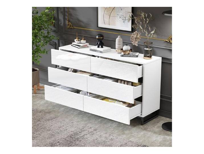 MODFU Sideboard Hochglanz Kommode Anrichte (moderner Wohnzimmerschrank Aufbewahrungsschrank, 1 St., 140*39,5*78,5cm), mit 6 Schubladen, 3 Metallbeinen von OTTO