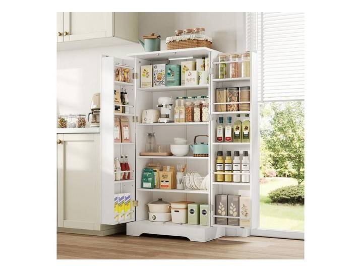 MODFU Sideboard Moderner Buffetschrank,mit 2 Türen (Multifunktionaler weißer Küchenschrank mit LED-Sensorleuchte, höhenverstellbaren Böden & Kippschutz) von OTTO