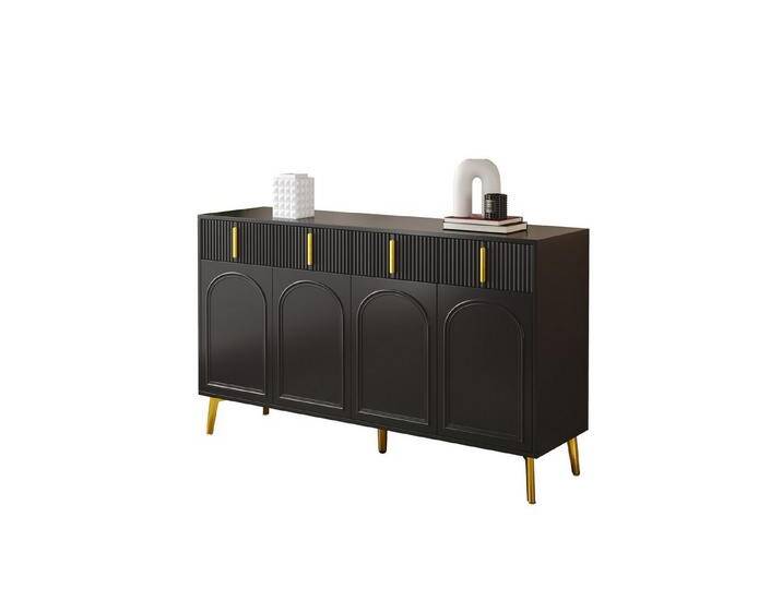 MODFU Sideboard mit goldenen Griffen und Beine (Wohnzimmerschrank, Anrichte, Kommode, 1 St., 4 Türen, 4 Schubladen), mit herausnehmbarem Laminat von OTTO