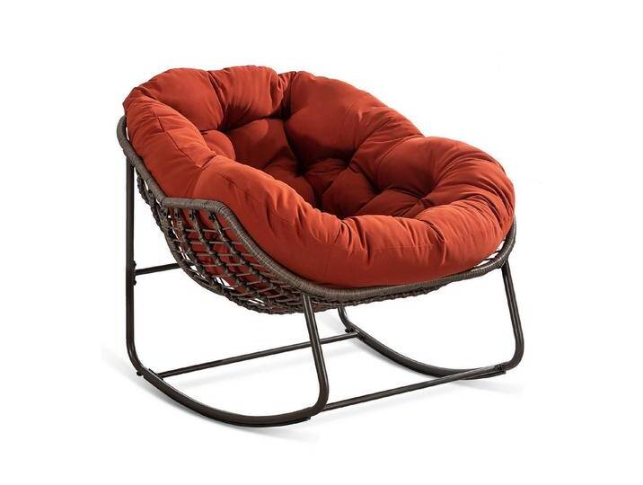 MODFU Sofa Rattan-Schaukelstuhl für Outdoor,Relaxsessel, Rattan-Schaukelstuhl für Outdoor & Wohnzimmer – Ergonomischer Schaukelstuhl mit weichen Polstern, Stahlrahmen von OTTO