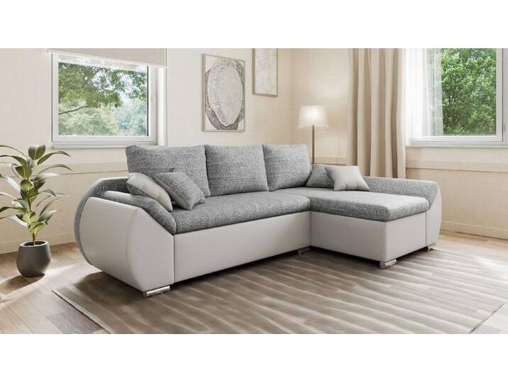 MOEBLO Ecksofa ALEX, L-Form ohne Hocker, modernes Design aus Strukturstoff + Kunstleder, Rücken echt bezogen, (BxHxT): 275 × 90 × 155 cm, grau von OTTO