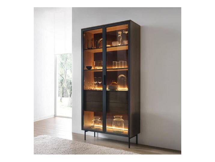MOEBLO Glasvitrine ELOA 2d2s (Elegantes Sideboard mit Ornamentglas oder Gehärtetem Glas, LED-Beleuchtung, Metallakzenten in Kaschmir oder Eiche Dunin, Hohe Schrank Glasvitrine Einlegeböden Dekoration Vitrine) (BxHxT): 91,5 × 194,6 × 39,3 cm MOEBLO Glasvitrine ELOA 2d2s (Elegantes Sideboard mit Ornamentglas oder Gehärtetem Glas, LED-Beleuchtung, Metallakzenten in Kaschmir oder Eiche Dunin, Hohe Schrank Glasvitrine Einlegeböden Dekoration Vitrine) (BxHxT): 91,5 × 194,6 × 39,3 cm von OTTO