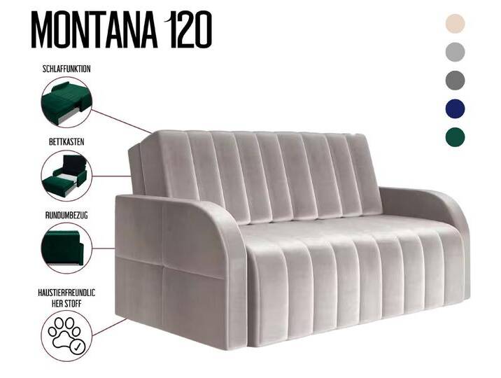 MOEBLO Kindersofa aus Samt MONTANA 120, Schlafsessel Sofa Sessel Jugendsofa Schlafsofa 2-Sitzer Gästebett mit Schlaffunktion, mit Bettkasten, mit Relaxfunktion MOEBLO Kindersofa aus Samt MONTANA 120, Schlafsessel Sofa Sessel Jugendsofa Schlafsofa 2-Sitzer Gästebett mit Schlaffunktion, mit Bettkasten, mit Relaxfunktion von OTTO