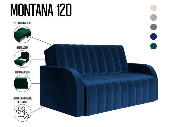 MOEBLO Kindersofa aus Samt MONTANA 120, Schlafsessel Sofa Sessel Jugendsofa Schlafsofa 2-Sitzer Gästebett mit Schlaffunktion, mit Bettkasten, mit Relaxfunktion MOEBLO Kindersofa aus Samt MONTANA 120, Schlafsessel Sofa Sessel Jugendsofa Schlafsofa 2-Sitzer Gästebett mit Schlaffunktion, mit Bettkasten, mit Relaxfunktion von OTTO