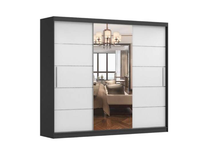 MOEBLO Kleiderschrank ELBA I (Schwebetürenschrank 2-türig Schrank Garderobe Schiebtüren Schlafzimmer, mit Spiegel Kleiderstange und Regale) (BxHxT):250x218x61 cm von OTTO