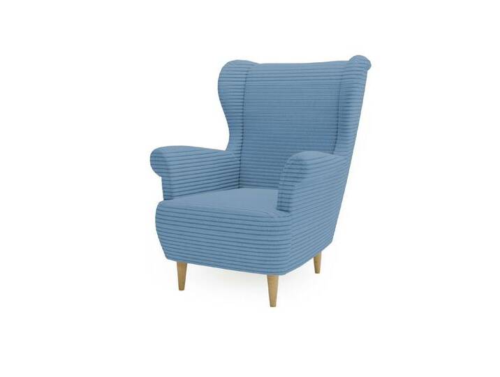 MOEBLO Ohrensessel AMICO (Sessel Polstersessel aus Cordstoff Wohnzimmersessel mit/ohne Hocker Ohrenbacksessel), mit/ohne Hocker Ohrenbacksessel, blau von OTTO
