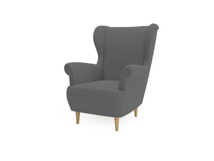 MOEBLO Ohrensessel AMICO (Sessel Polstersessel aus Cordstoff Wohnzimmersessel mit/ohne Hocker Ohrenbacksessel), mit/ohne Hocker Ohrenbacksessel, grau von OTTO