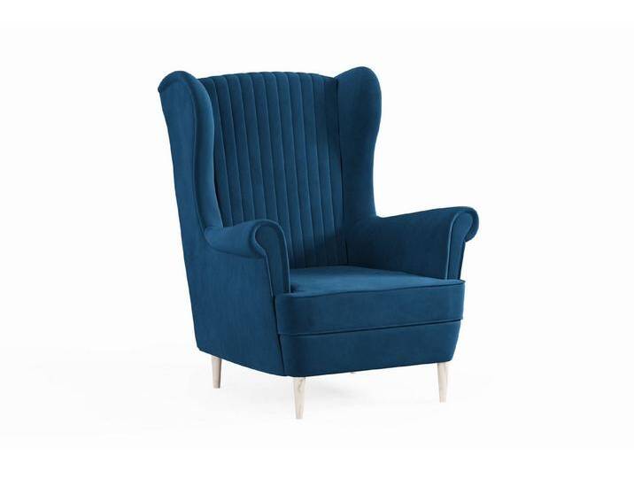 MOEBLO Ohrensessel COMFY SESSEL mit oder ohne Hocker (Polstersessel aus Samtstoff Wohnzimmersessel mit/ohne Hocker Ohrenbacksessel), blau von OTTO